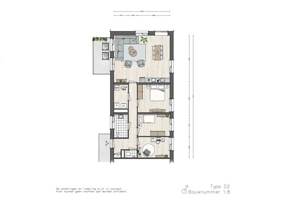 Floorplan - Vossenburglaan Bouwnummer 1.8, 9613 CE Meerstad
